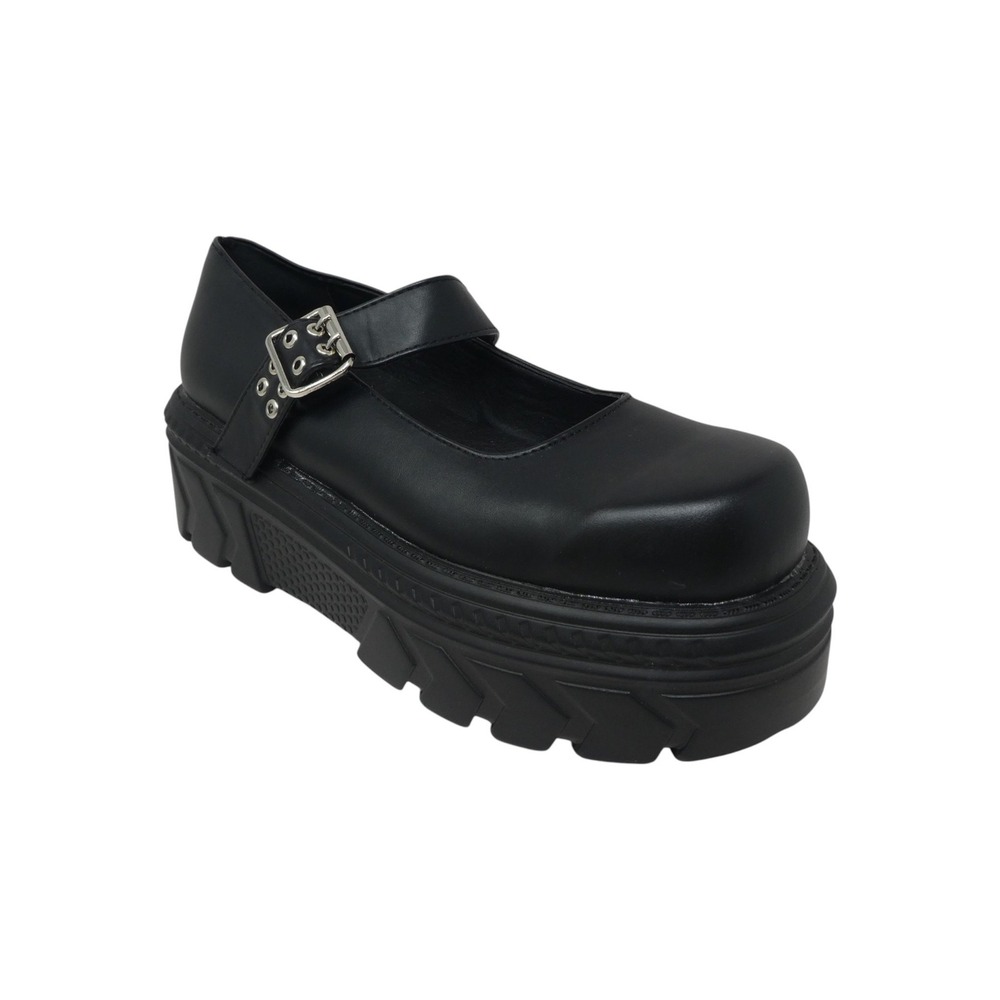 Koi Footwear Tira Mary Janes Women Size 39 US 8 Black Chunky Platform Vegan Goth